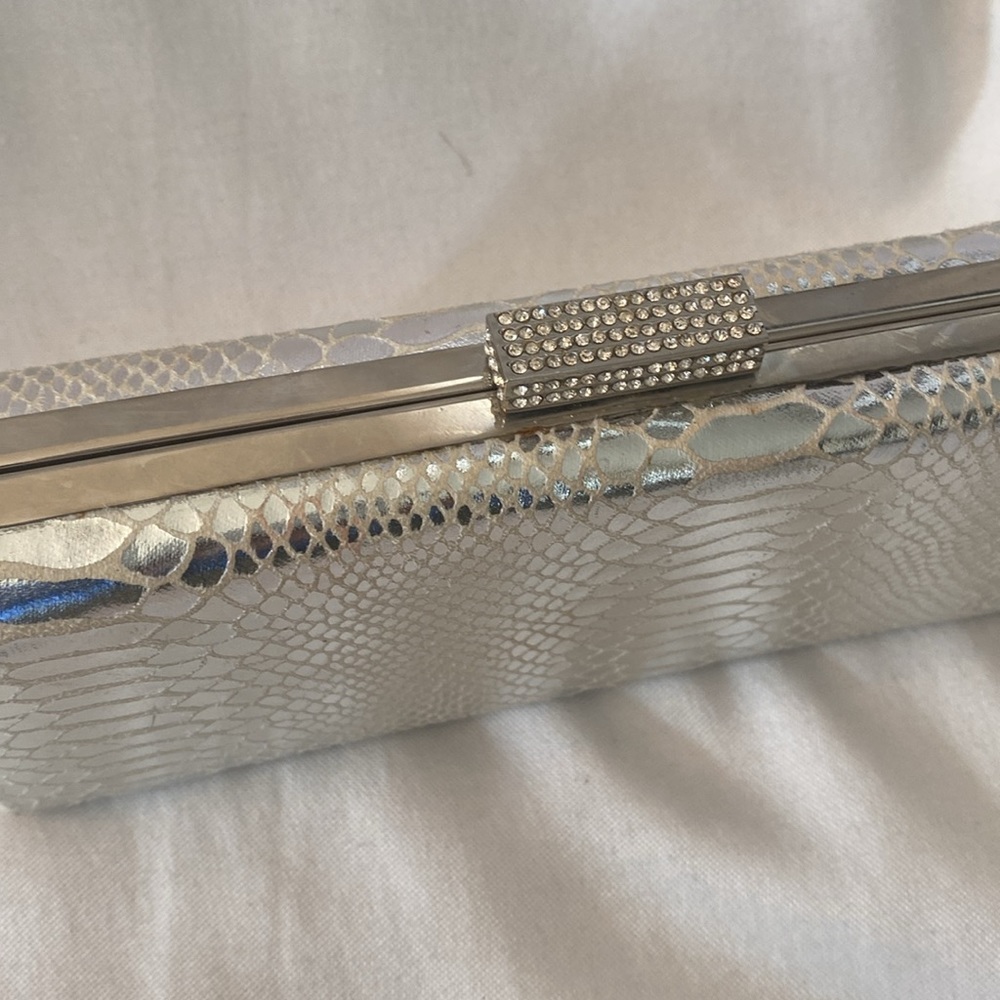 Silver Rectangular Clutch - image 2